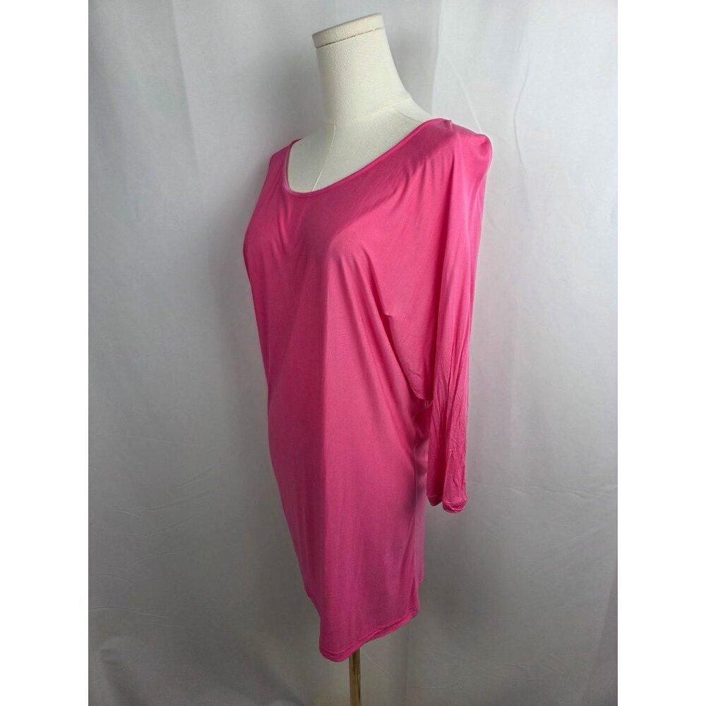 Vince Top Medium Rose Pink Dolman Sleeve Lightweight Knit Tiny Flaw Scoop Neck - Picture 2 of 11